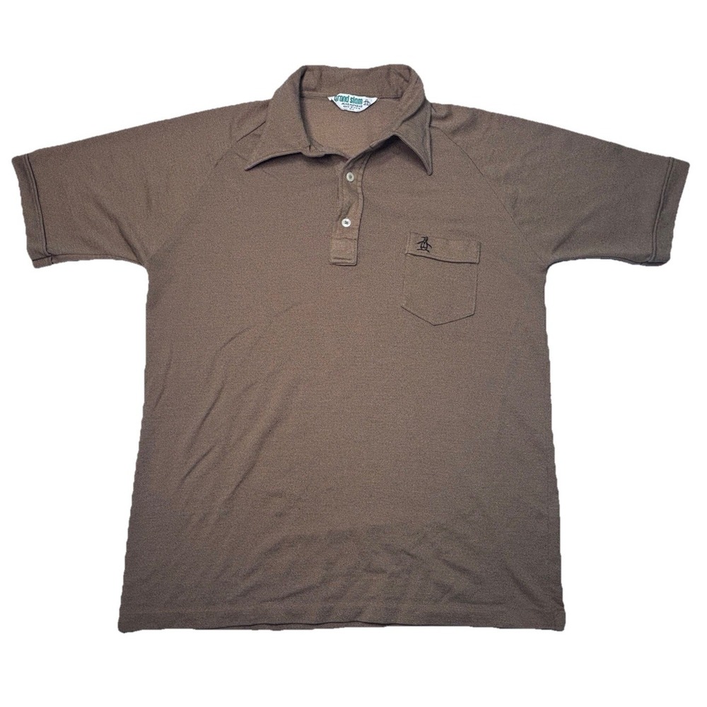 Vintage Grand Slam Polo Shirt Mens XL Made USA Brown Knit‎ Golf Munsingwear